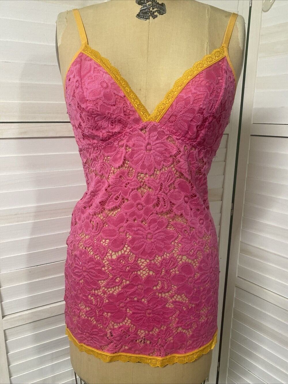 Pink Lace Sexy Women’s Lingerie Sleepwear Short Dress Nightgown Chemise Medium